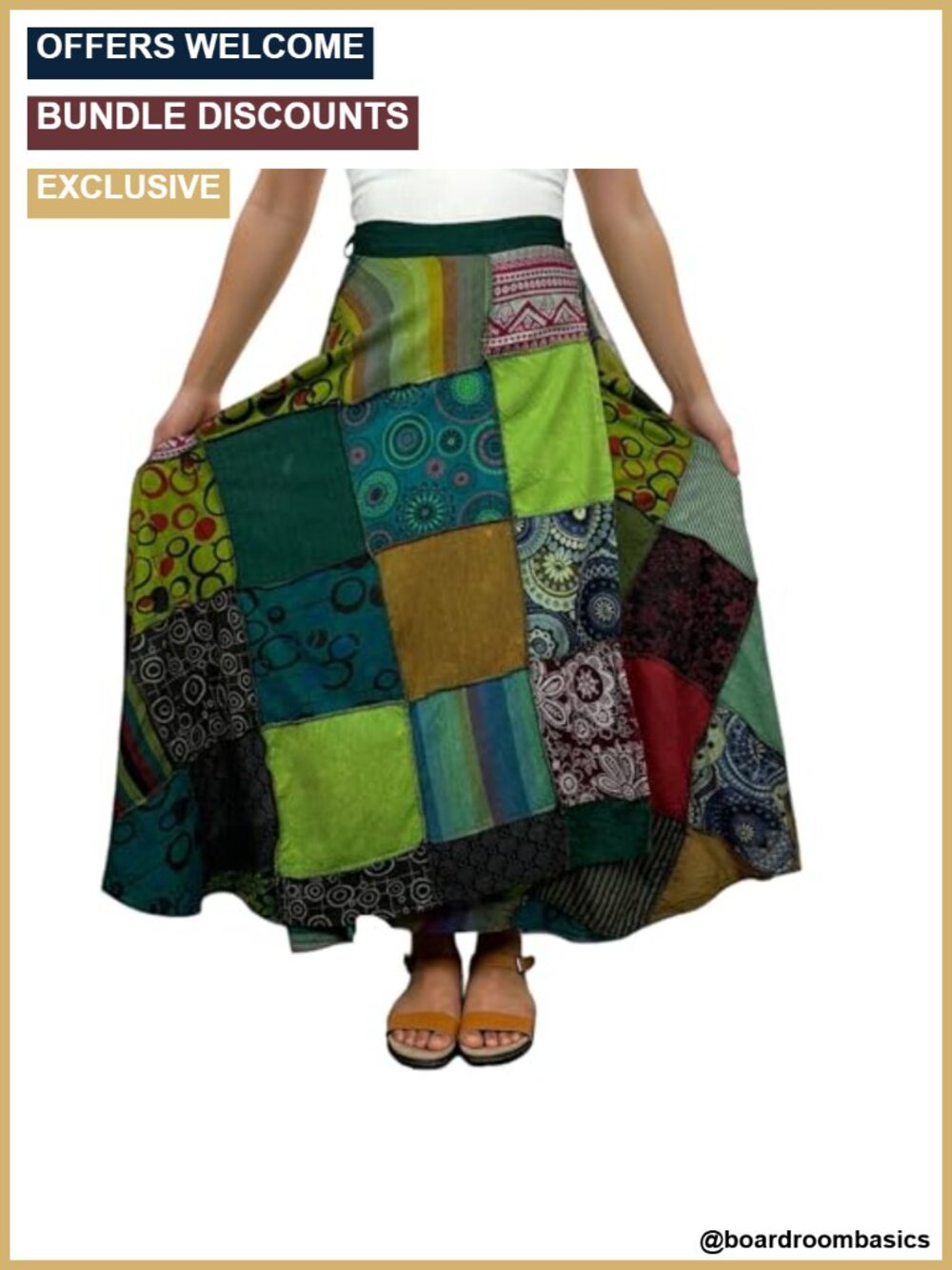 Boho Tie Dye Wrap Maxi Skirt for Women Flowy 100% Cotton